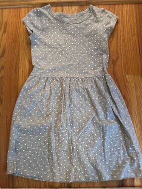 Carter's Gray Short Sleeve Dress with White Heart Print